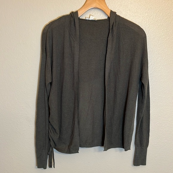 Garage Dark Green Hooded Cardigan Open Front Sweater - Picture 1 of 14